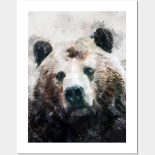 Dramabite Watercolor grizzly bear watercolor Posters and Art